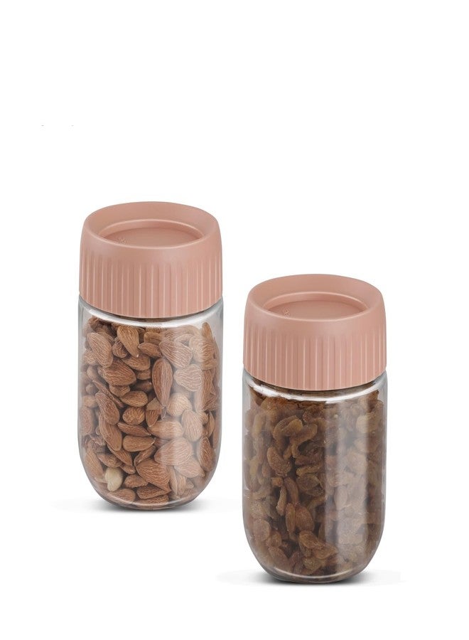 جايبي بلس مجموعة برطمانات وحاويات مطبخ بلاستيكية شفافة من جاي بي بلس، مثالية لتخزين المؤن والوجبات الخفيفة والتوابل والمخللات والفواكه المجففة. غطاء محكم الإغلاق وقابل للتكديس. سعة 750 مل، طقم من قطعتين، لون وردي. - Image 1